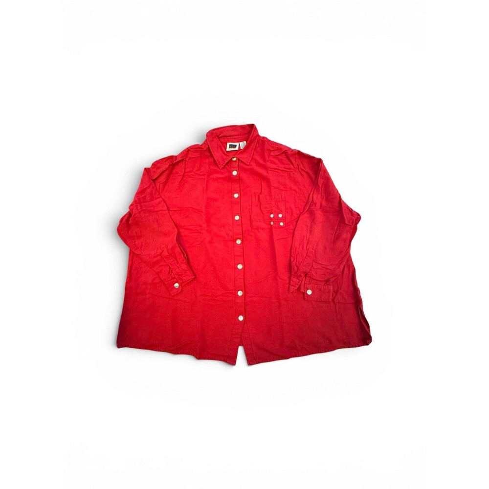 C.S.T. Sport Red 100% Cotton Blouse – Women’s Plus Size 30W 4X – Relaxed Fit